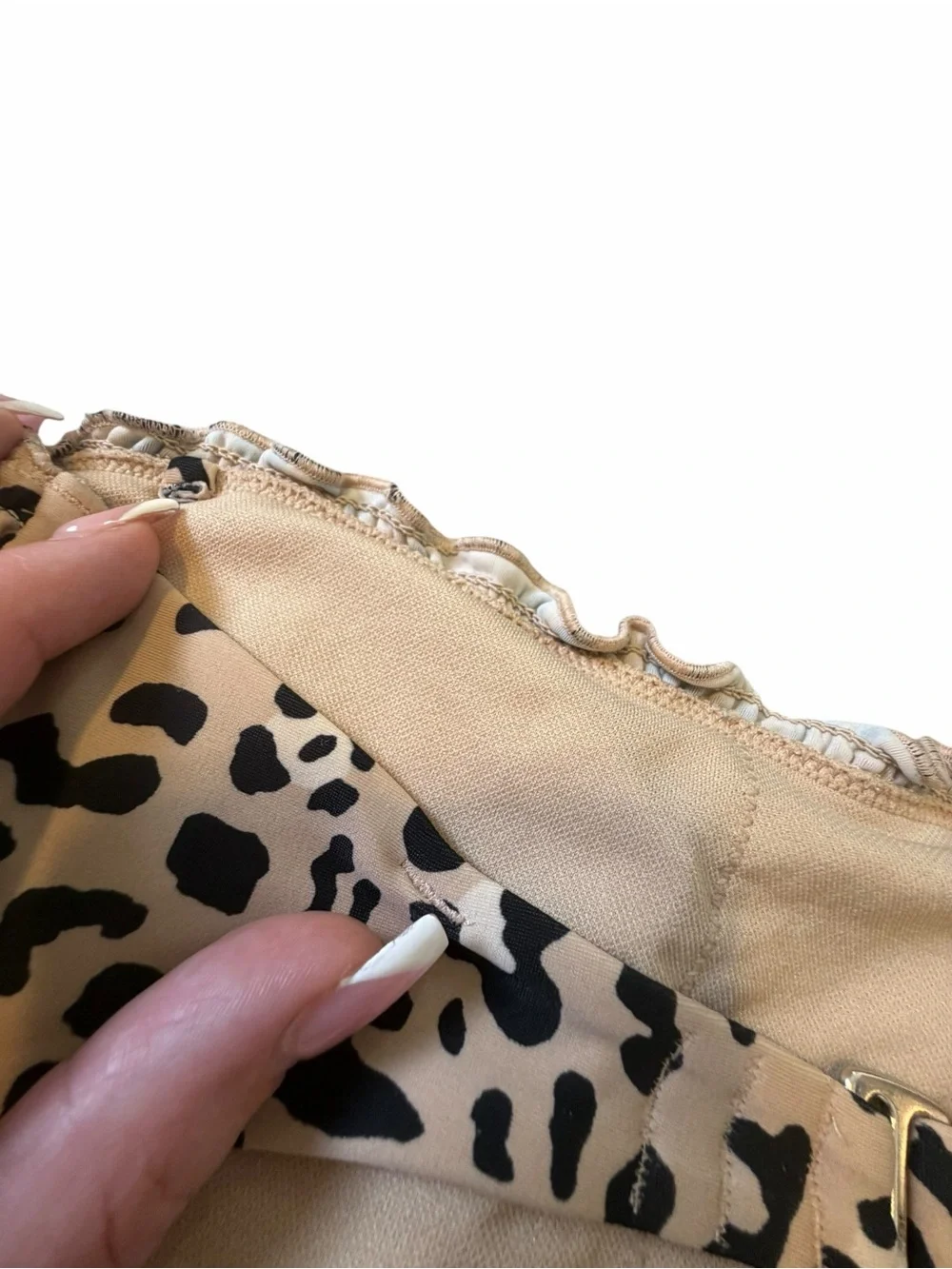 Hollister Leopard Print Bandeau Beige & Black Swim Bikini Top